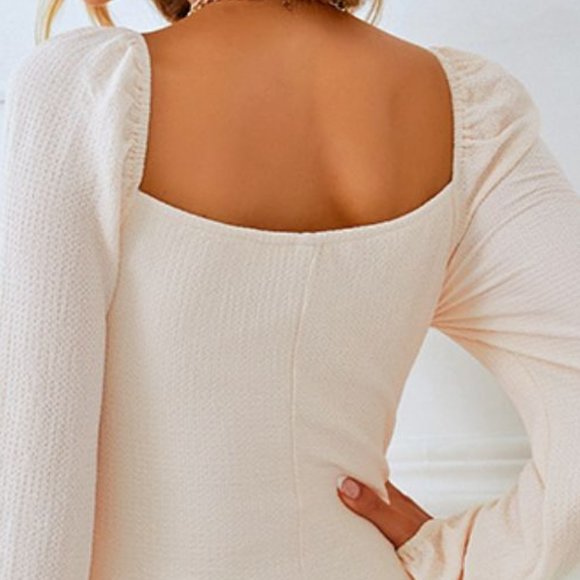 Drawstring Ruched Square Neck Dress - Picture 7 of 8